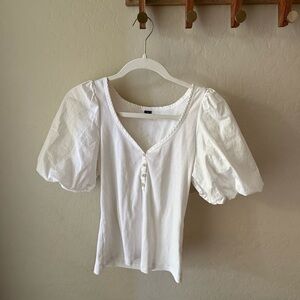 Old Navy White Puff Sleeve Blouse